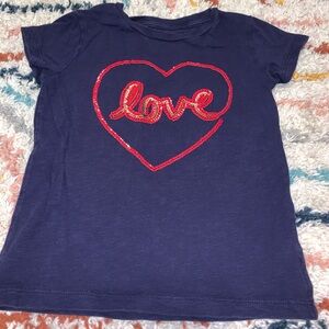 Crewcuts Blue and Red Heart Design Short Sleeve Tee